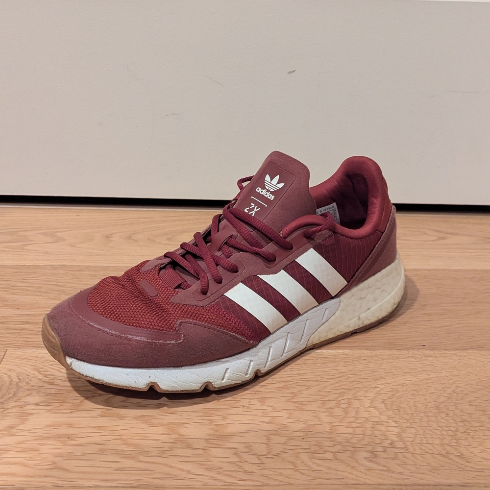 Adidas ZX 1K Boost Collegiate Burgundy/Cloud White H01910 Men's Size 9.5
